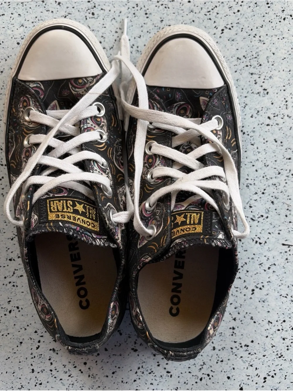 Converse all star sugar skull cat multiple color gold accents size 6 or 4 - Picture 6 of 9